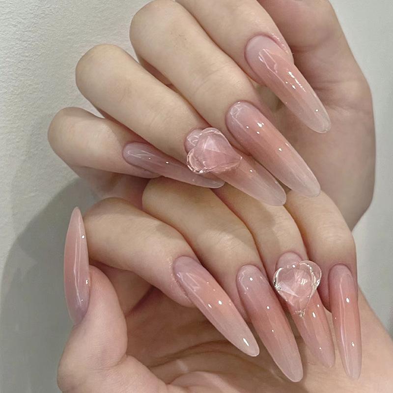 Накладные ногти, миндальные пластины для дизайна ногтей, накладки на ногти Fairy, простая любовь, средние и длинные алмазы для ногтей, 30 штук