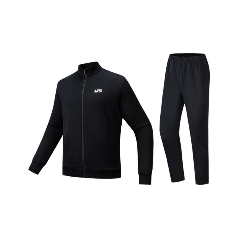 Anta Autumn Outdoor Training Knitted Casual Sports Suit Men Suits Basic-Black 952617202-5