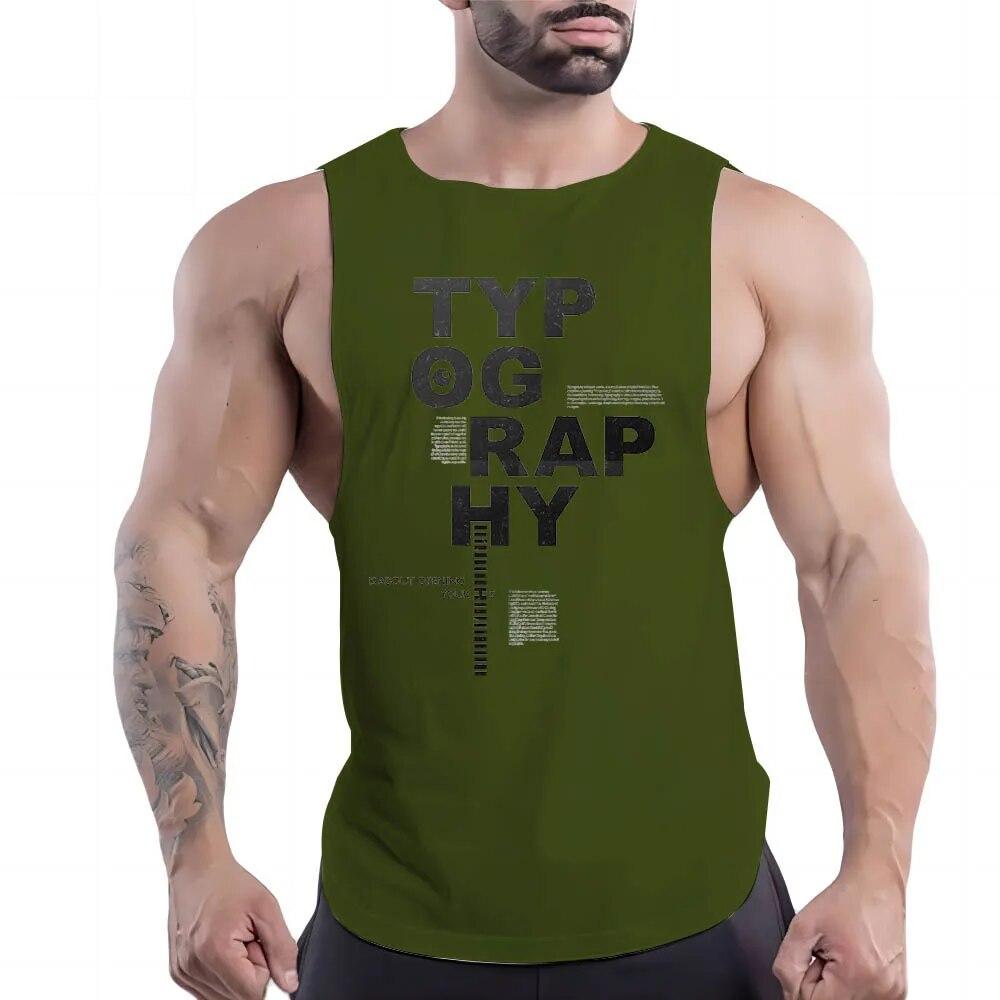 Летняя мужская повседневная спортивная жилетка с круглым вырезом для взрослых, креативная модная простая трендовая дышащая футболка без рукавов с 2d принтом алфавита