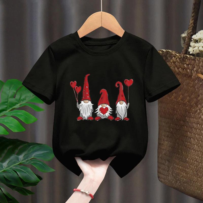 Повседневный мультяшный топ-футболка для мальчиков и девочек, рождественский Санта-Клаус, олень, с коротким рукавом, детская одежда, круглый вырез