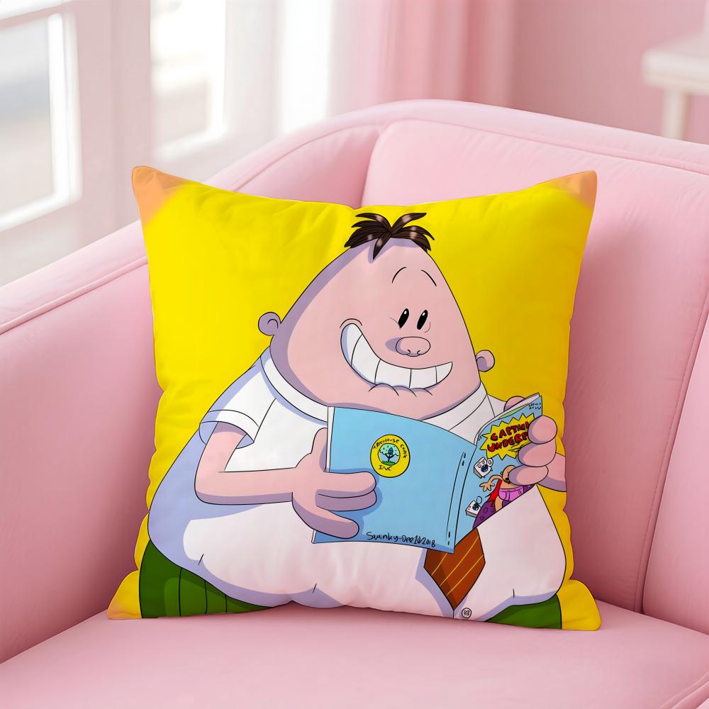 Funny American Cartoon CCaptain Underpants Cushion Cover Pillow Case Soft Skin Friendly Fabric Concealed Zipper