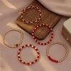 5Pcs/Set Gold Color Bohemian Beaded Bangle Ethnic Style Beach Jewelry Set  Valentine's Day