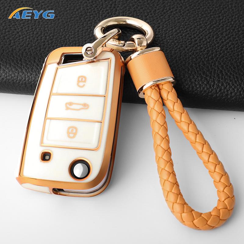 rldf3 For VW Volkswagen Golf 7 MK7 Tiguan MK2 For SEAT Ateca Leon FR 2 Ibiza For Skoda Octavia Car Key Case Cover Interior Accessories