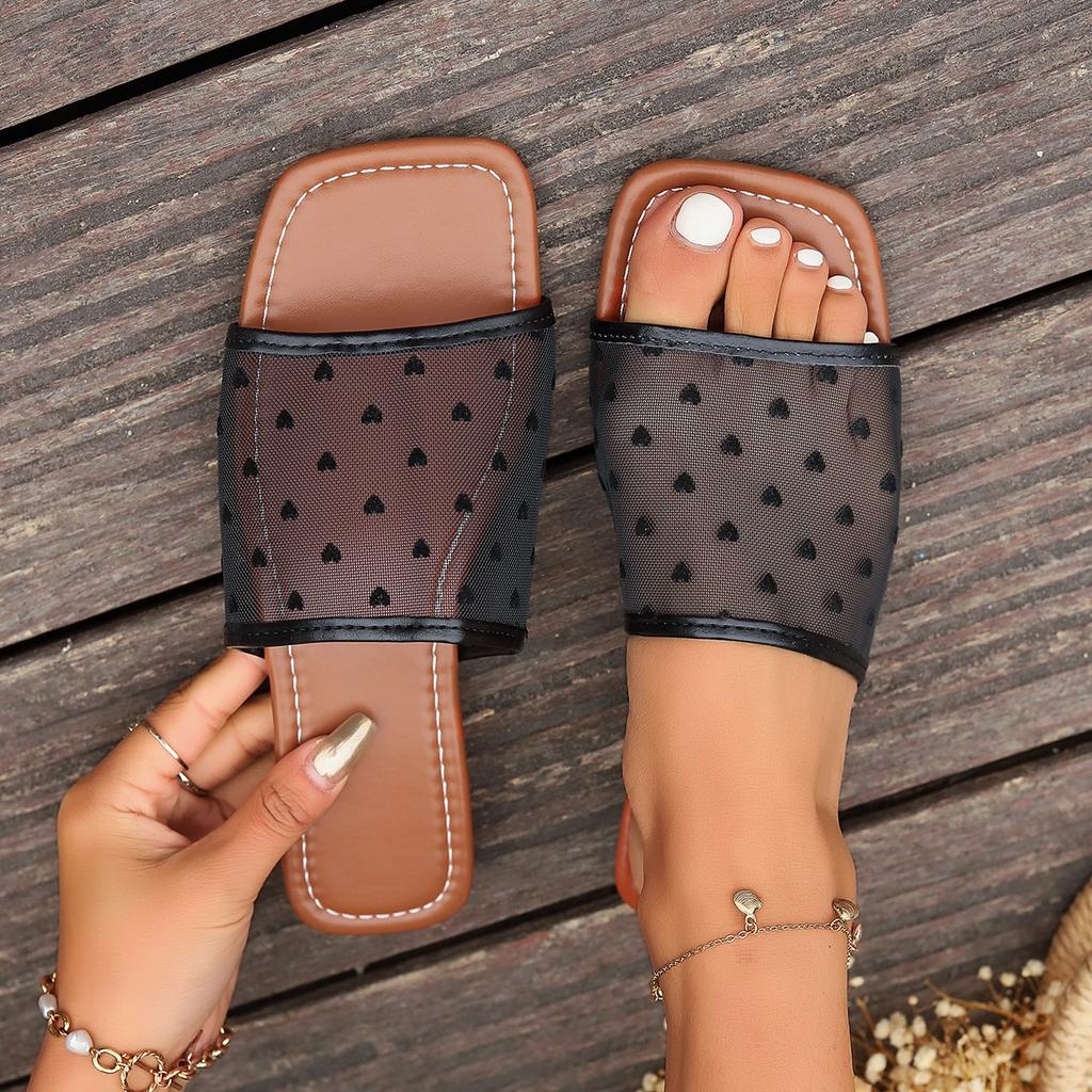 Fashion Women Slippers 2025 Hot New Mesh Flat Lightweight Slippers Summer Pattern Sandals Fashionable Elegant Slippers Slides Women