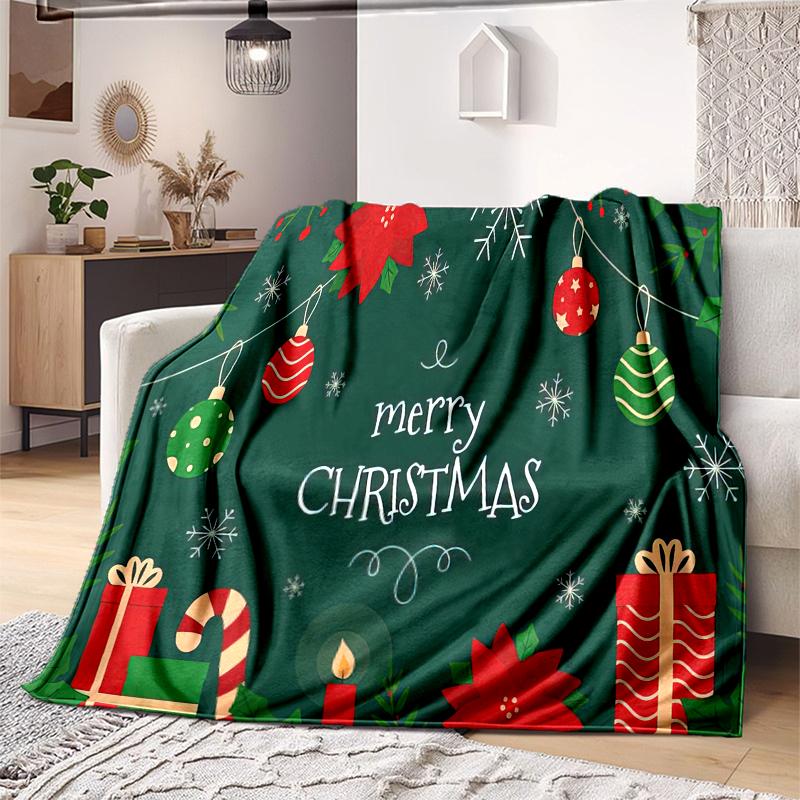 Merry Christmas Festive Greetings Blanket Soft And Comfortable Blanket Digital Printing Machine Washable Bedroom