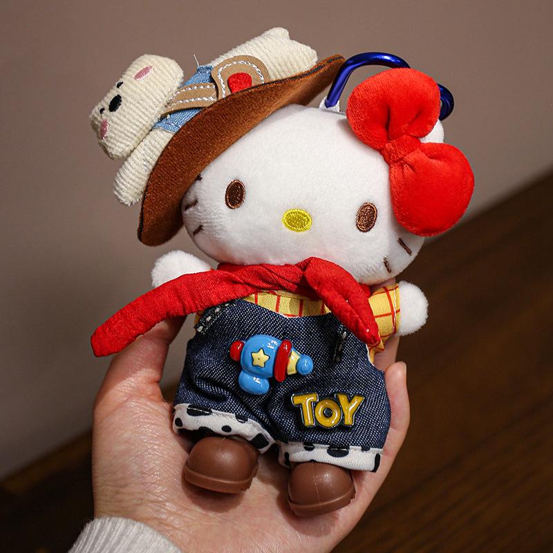Плюшевые игрушки Hello Kitty 15 см Котенок Китти Мягкая подвеска Брелок Кавайные игрушки Коллекция Хобби Игрушки для Декора Очаровательные Подарки на День Рождения