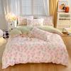 Cute Pink Strawberry Duvet Cover Flat Sheet Pillowcase Floral Bedding Set Girls Bed Linen Soft Thick Washed Cotton Bedclothes