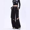 Women's Black Gothic Baggy Cargo Jeans Harajuku Oversize Denim Trousers Y2k 90s Vintage Emo Jean Pants Trashy Clothes