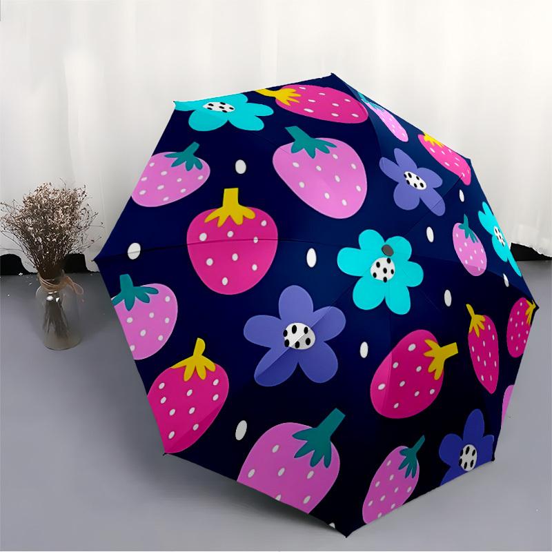 1pc Fruit Floral Automatic Open/Close Umbrella - Compact Travel Umbrella, Gift for Birthday, Holiday yy260106079