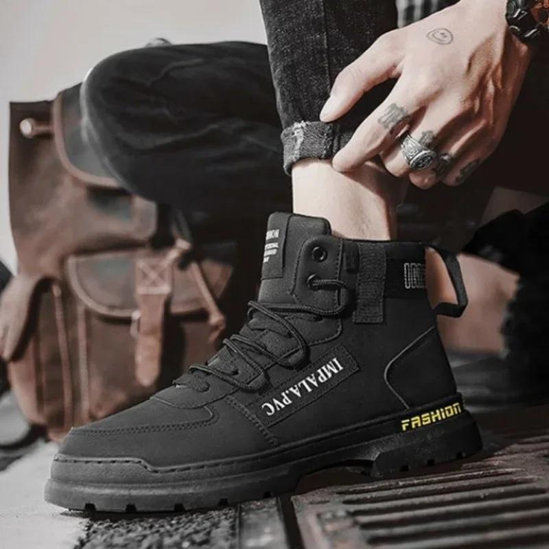 Мужская обувь Зима Мужские кроссовки Спортивные ботинки Теплые Нескользящие Трендовые 2025 Y2k Удобные Предлагает Винтаж Размер 45 Низкая цена