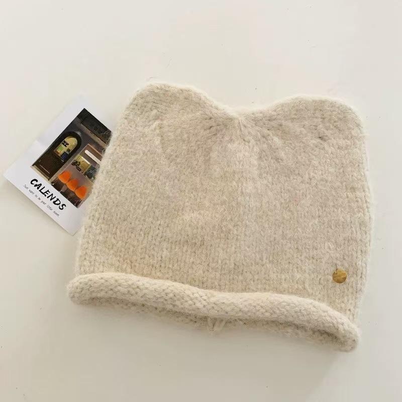 Cute Cat Ear Plush Knit Beanie Hat For Women Autumn Winter Warm