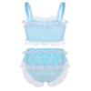 Men's Ruffled Frilly Lace Satin Sissy Lingerie Set Bra Skirted Panties Bloomer Underwear