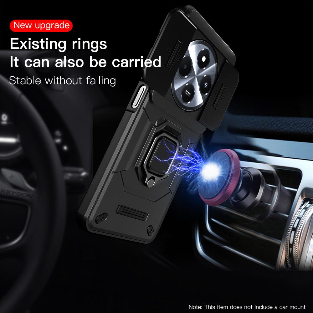 Case For Shockproof Armor Keysion Xiaomi Redmi 14c Siliconepc Slide Camera Lens Protection Ring Stand Phone Cover For Redmi 14c