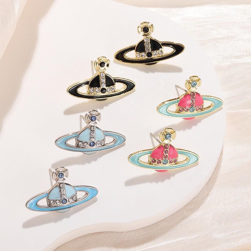 Серьги-пусеты Эмаль Сатурн Жемчуг Императрица Цыси - Уникальные Высококлассные Серьги-пусеты для Светских Львиц