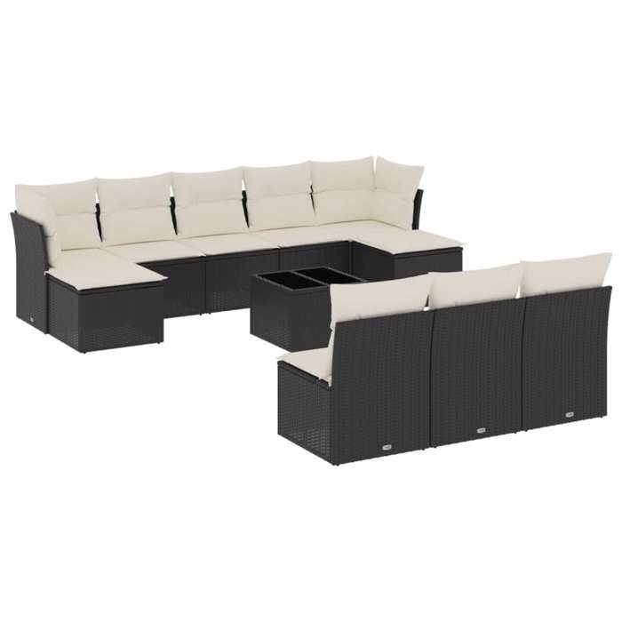 VidaXL Salon de Jardin avec Coussins 11 pcs, Canapés de Terrasse, Ensemble de Meubles de Patio, Mobilier d'Extérieur, Noir 3250135