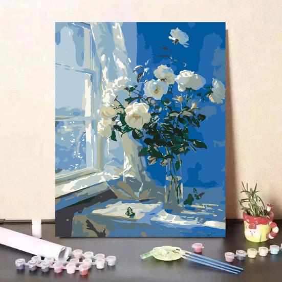 1 набор для самостоятельной масляной живописи для взрослых с деревянным мольбертом DIY Paint by Numbers