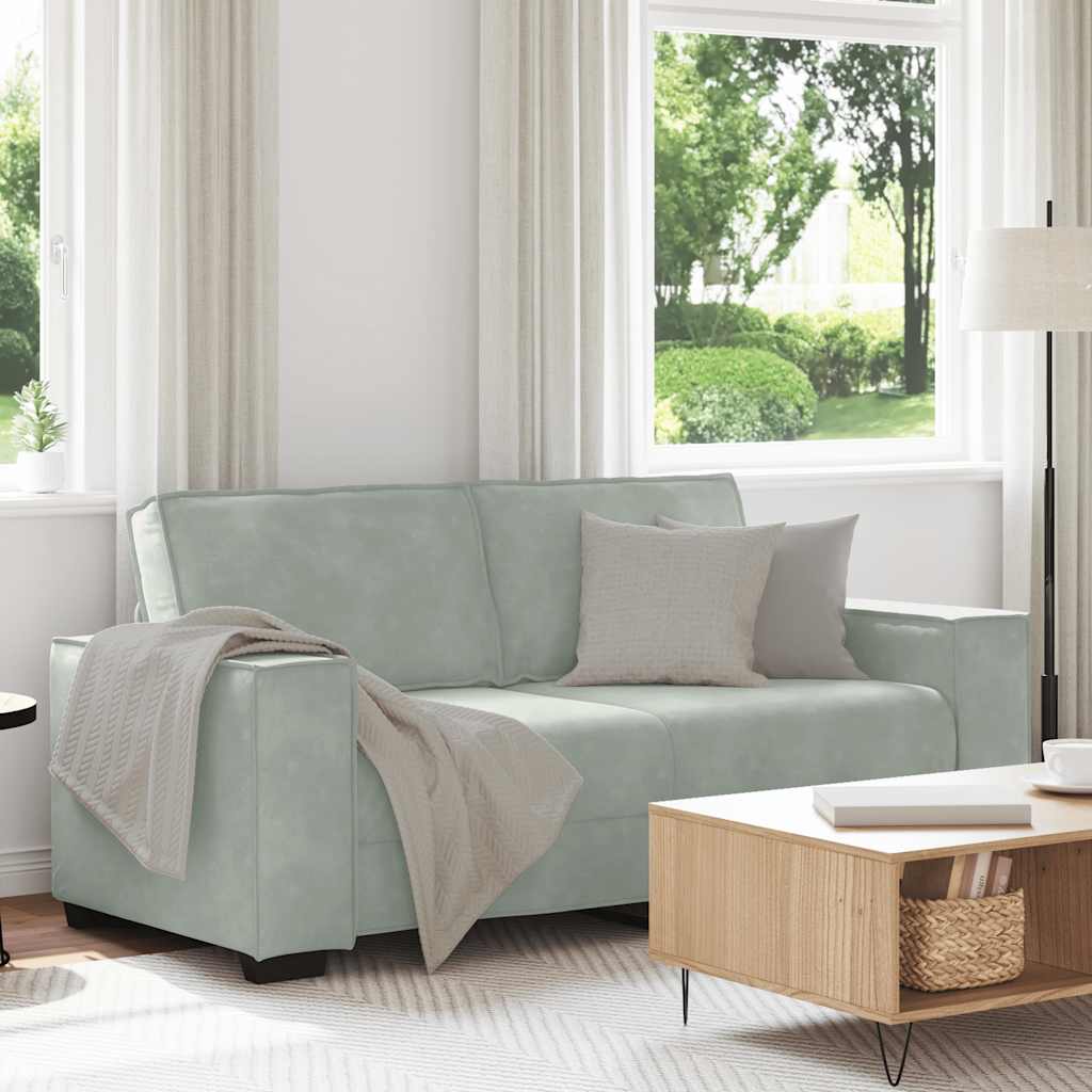 2 Seater Sofa Light Grey 180 x 78 x 84 cm Velvet