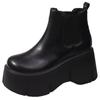 Fashion 8CM Heels Winter Women Leather Chunky Ankle Boots 2024 Autumn High Platform Boots Woman Thick Bottom Non Slip Motorcycle Booties