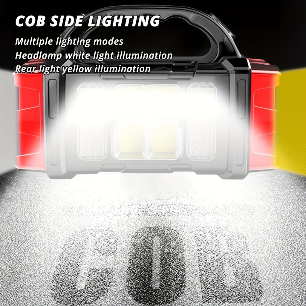 Портативный солнечный фонарик, светодиодный ручной фонарик, COB прожектор, 4 режима, перезаряжаемый аварийный рабочий свет, подходит для походов, технического обслуживания, рыбалки