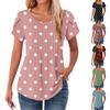 Womens Tops Petal Short Sleeve Summer Round Neck Shirts Floral Printing Blouses For Women Dressy Casual