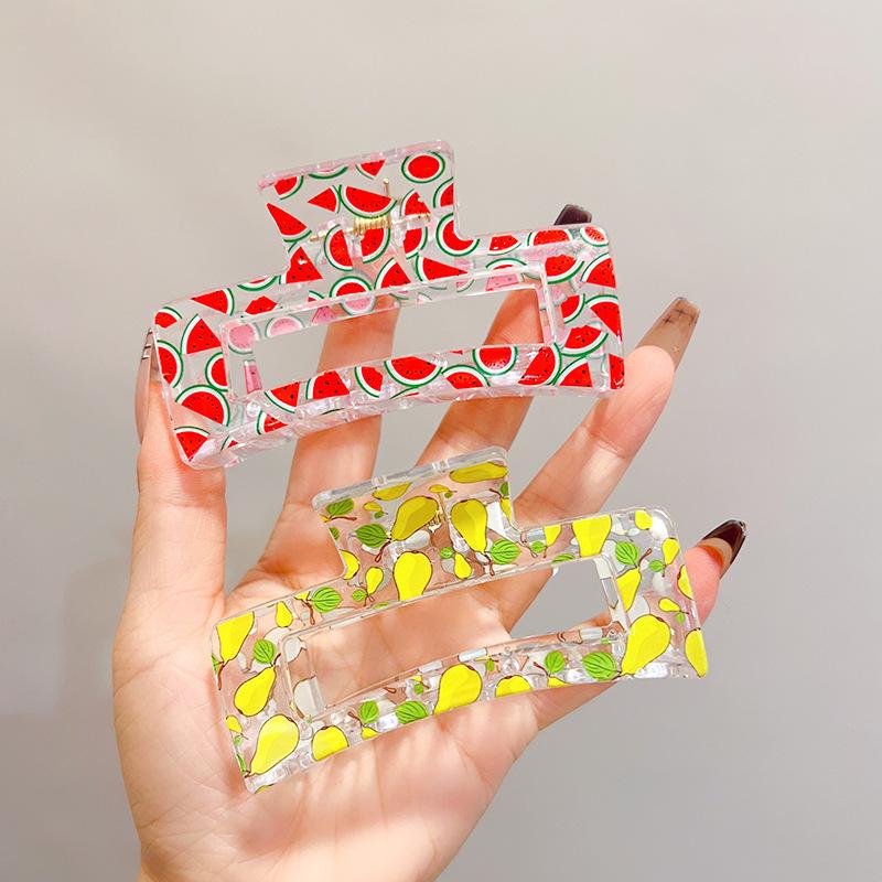 Фруктовая акриловая заколка-краб прозрачная заколка для волос заколка-акула для женщин девушек красочная милая заколка-краб для волос аксессуары для волос