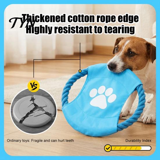 Interactive Fetch And Play Gear Fabric Dog Flying Disc, Cotton Rope Tug of War Durable Pet Chew Toy for Small Medium Large Breeds, Outdoor Training