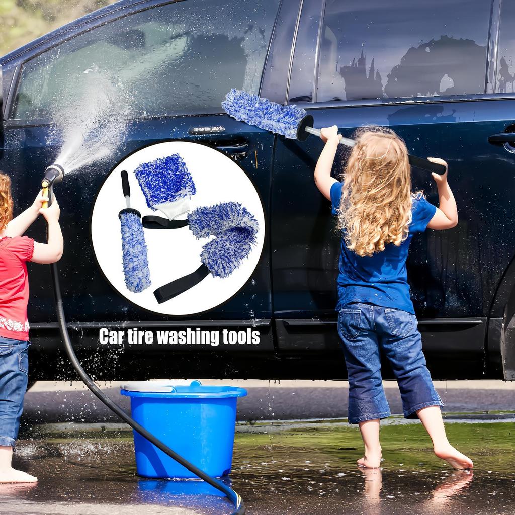 Wheel Cleaner Brush Tire Brushes For Cleaning Rims 3 Pieces Scratch-Free Auto Wash Accessories Detailing Kit For SUV RV