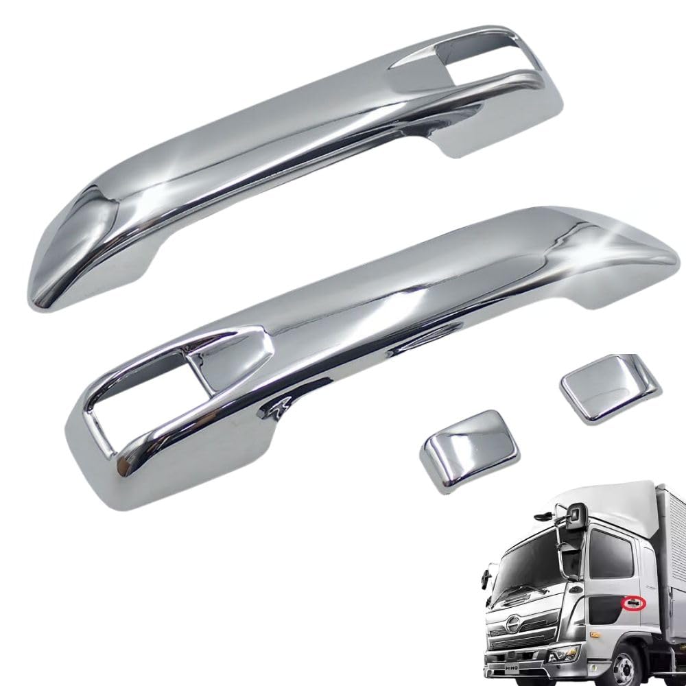 MORASTYLE Chrome-Plated Door Handle Covers (Left and Right Set) with Button Covers, ABS Garnish for Hino 17 Profia and 17 Ranger