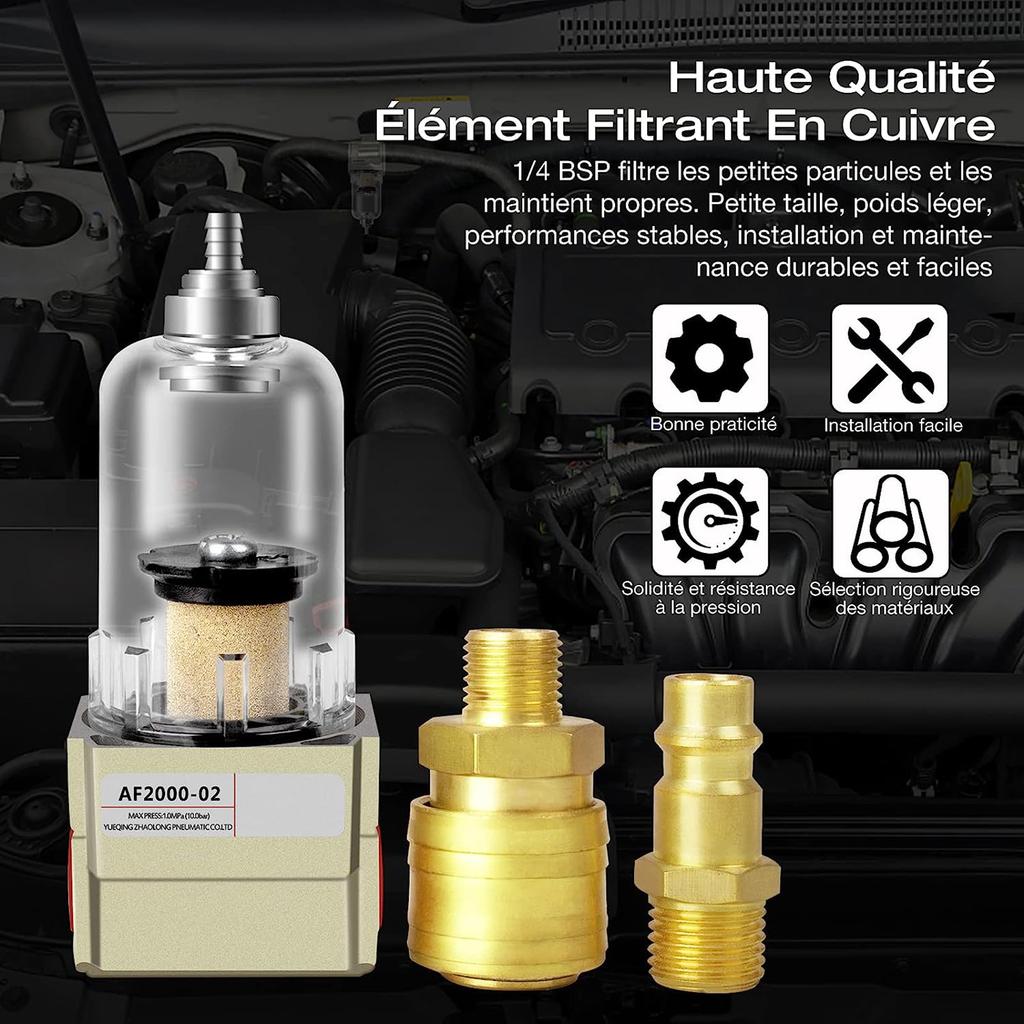 AF2000-02 Air Filter Regulator with 1/4" Quick Connect ompressed Air Filter Regulator Optimal Pressure Control Durable