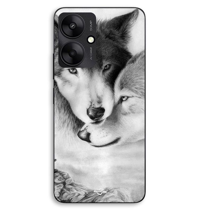Coque Pour Xiaomi Redmi 13C 5g Le loup et la louve Animal noir et blonc Maniacase