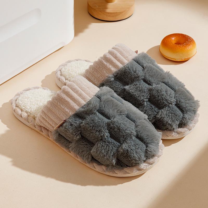 Women's Winter Indoor Plush Cotton Slippers - Warm, Heeled, Ideal for Home, Spa, and Guests. Suitable for Couples and Men.