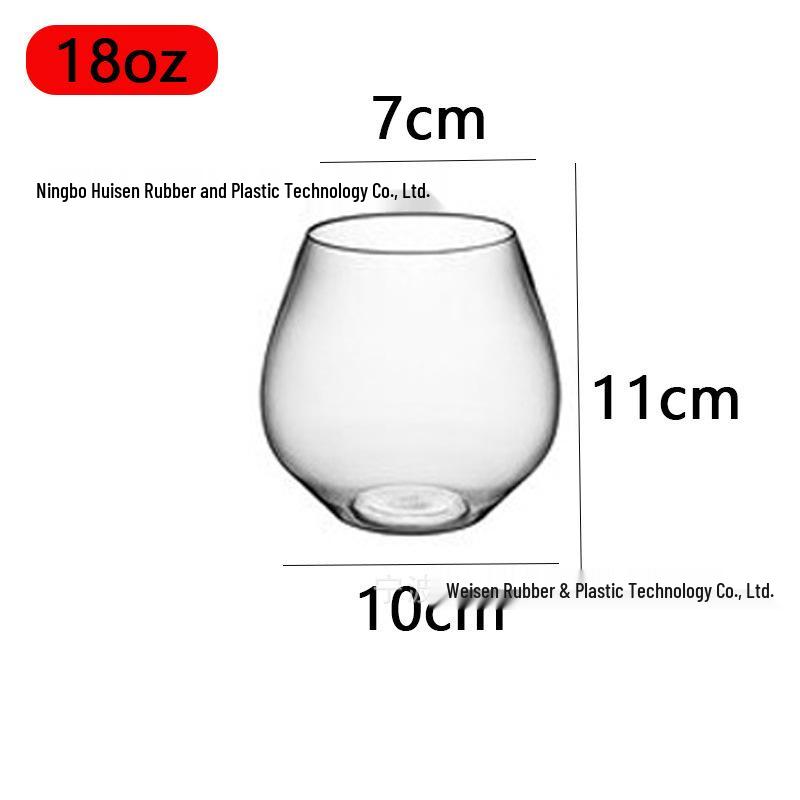 PET Plastic Egg-Shaped Footless Wine Glass, 12oz-16oz, Transparent