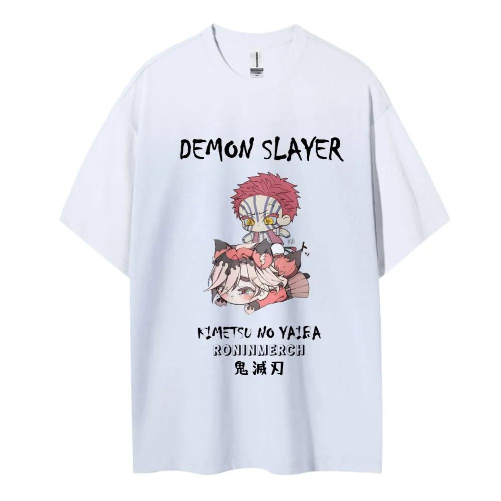 Летняя повседневная одежда с принтом Demon Slayer, короткий рукав, мужская удобная одежда, мужская одежда, топ с коротким/полурукавом