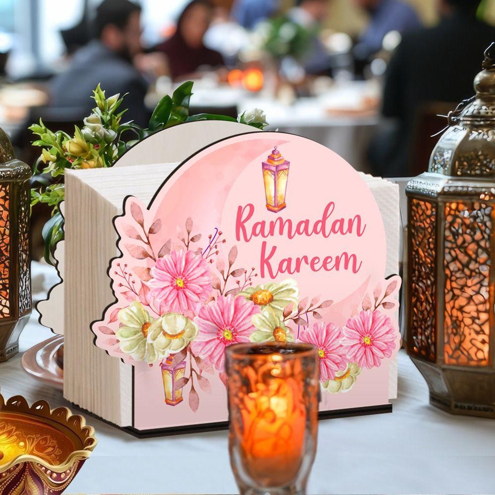 Деревянная коробка для салфеток Eid Mubarak Противоскользящий Декоративный Держатель для салфеток Рамадан Большая вместимость Держатель для бумажных полотенец Настольный декор