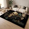 Skull Gothic Theme Soft Crystal Velvet Rug Custom Name & Text Print Non Slip Floor Rug for Bedroom Living Room