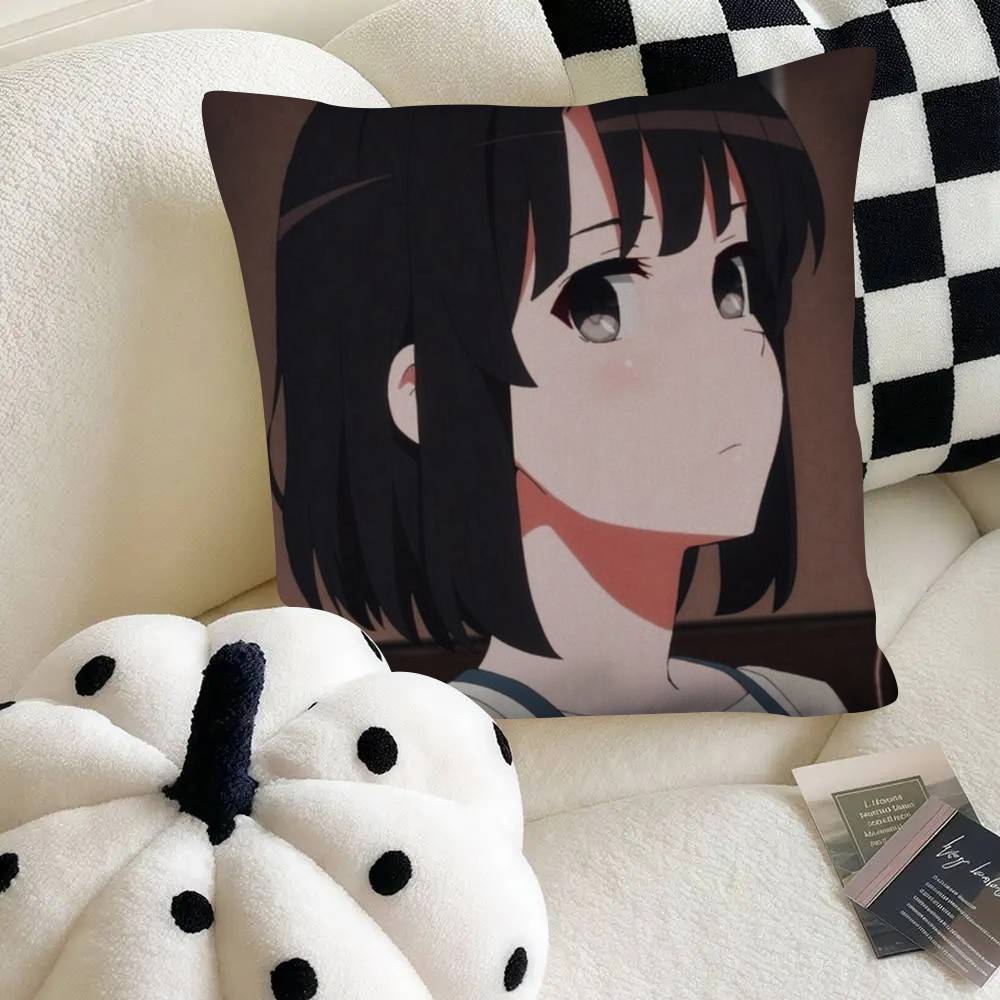 Romance Anime Saekano Pillow Case Fashion Square Pillowcase Bedroom Sofa Room Ins Decoration Leisure