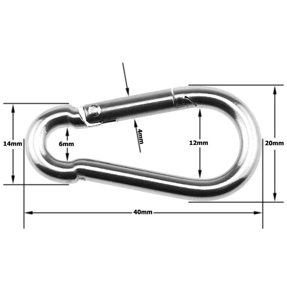 NOTRICKT D4mmxH40mm Snap Hook B Type Stainless for Connecting and Ropes SSH-001 Steel, Chains, Wires, [10 Pieces]