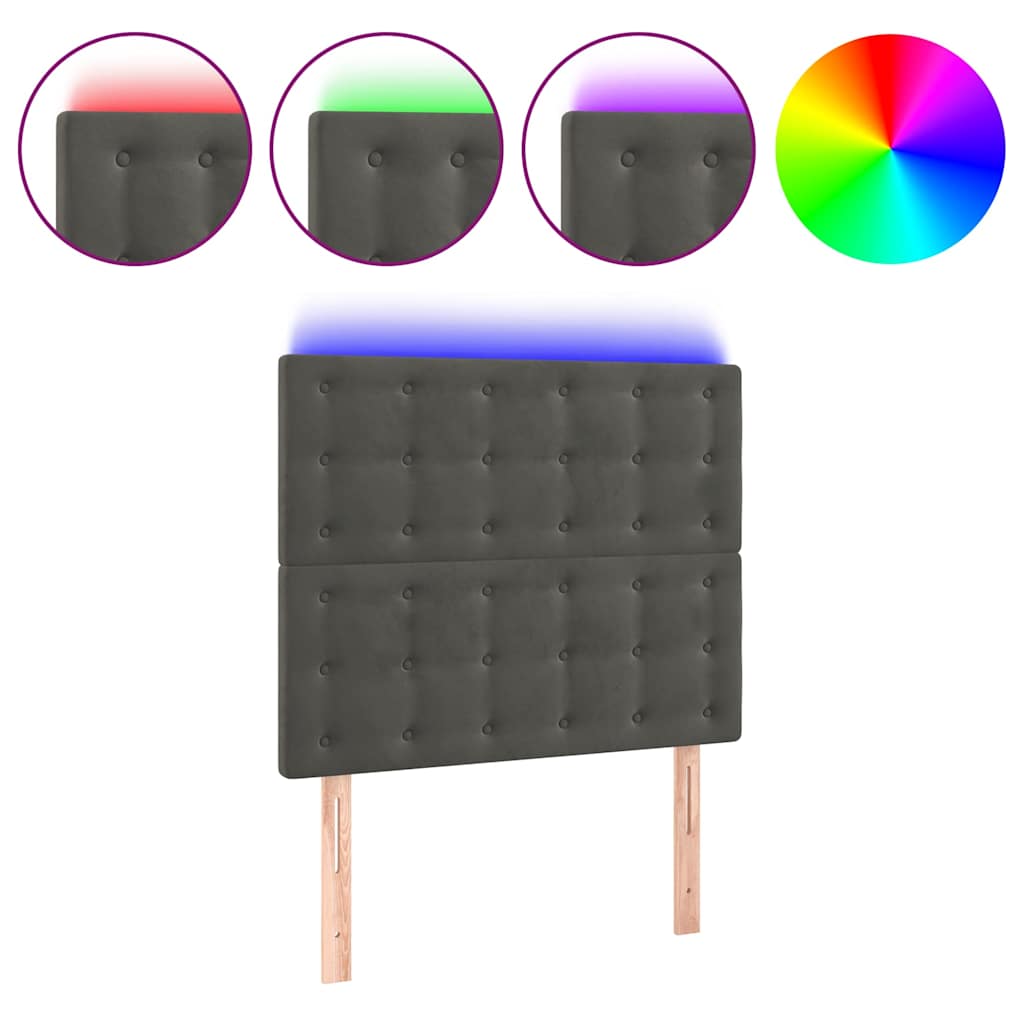 vidaXL LED Kopfteil Dunkelgrau 90x5x118/128 cm Samt
