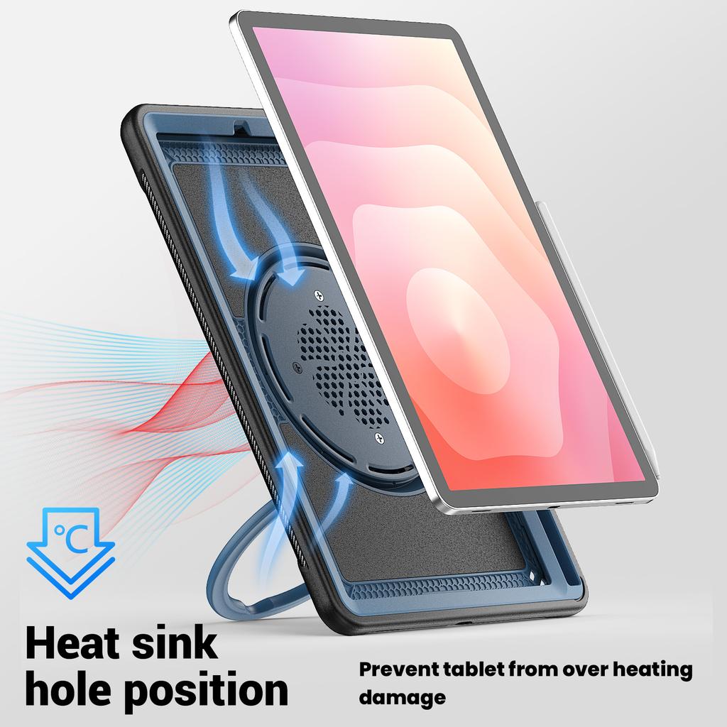 Чехол для Samsung Galaxy Tab S10 Lite с поворотной подставкой, ударопрочный чехол для планшета из ПК + ТПУ с плечевым ремнем
