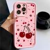 Красный вишневый узор TPU мягкий чехол для телефона iPhone 16 Pro Max 15 Pro 14 13 12 11 XR XS матовый противоударный защитный бампер для объектива