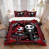 3pcs Cute Jack And Sally Print Cover Set Ultra Soft, Breathable, and Comfortable Bedding with Stylish Design for Bedroom and Guest Room Deco