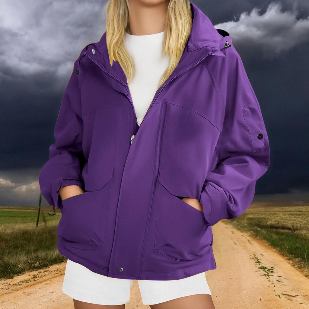 Женская модная утолщенная куртка с капюшоном для активного отдыха и пеших прогулок, однотонная ветровка, верхняя одежда