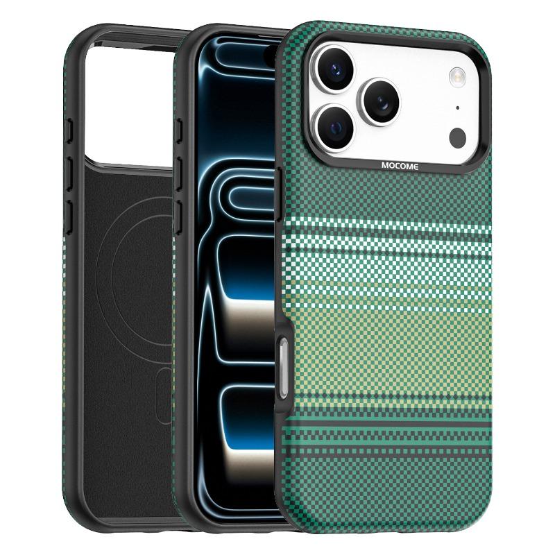 Деловой Чехол для Телефона с Текстурой Углеродного Волокна для IPhone 18Pro Max 17 16 15 14 13 12 Магнитная Беспроводная Зарядка Ударопрочный Защитный Чехол от Царапин