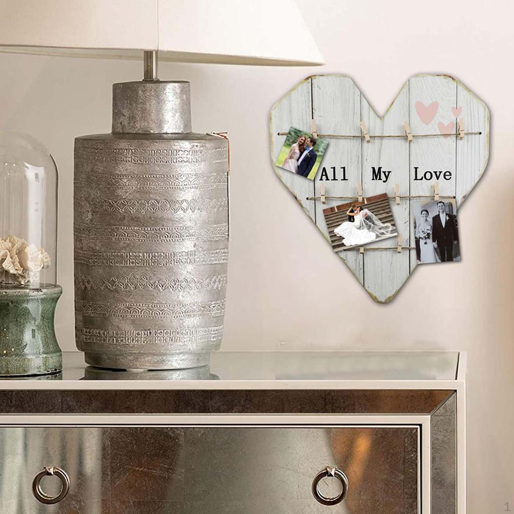 Деревянные фоторамки с зажимом в форме сердца, настенные фотоукрашения для фермерского магазина