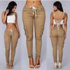 Women Casual Skinny Black Woman Pants Fashion Sexy Streetwear Pencil Pants High Waist Lace-up Slim Ladies Trousers 24293