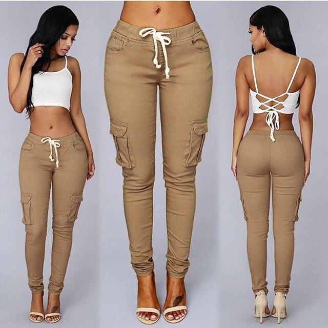Women Casual Skinny Black Woman Pants Fashion Sexy Streetwear Pencil Pants High Waist Lace-up Slim Ladies Trousers 24293