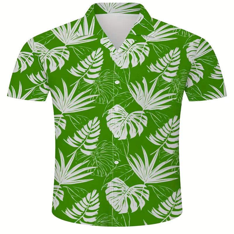 Men's Hawaiian Short Sleeved Casual Shirt with Digital Printing for Vacation Style, Suitable for Outdoor Activities