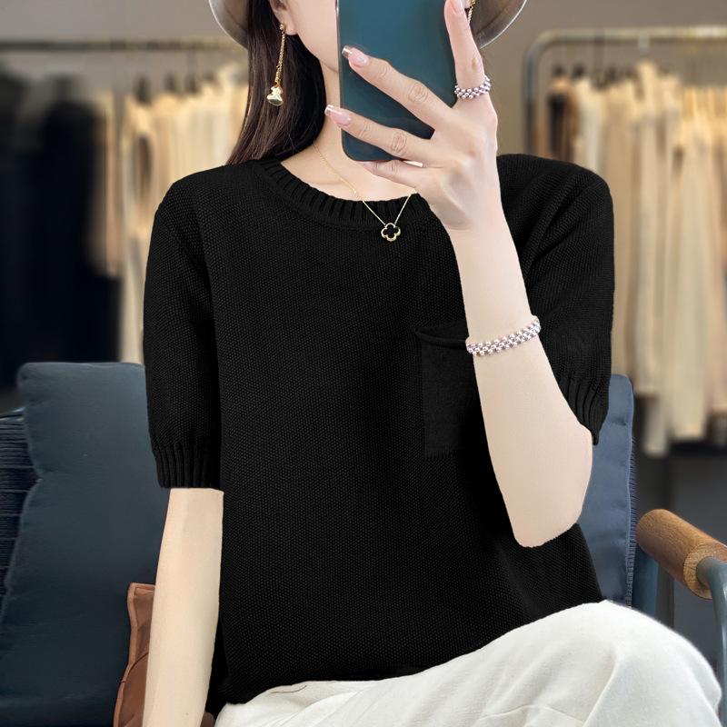 DAFIFY Женские модные повседневные летние весенние однотонные блузки и рубашки с короткими рукавами и круглым вырезом с принтом