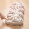 Thick-bottomed Cotton Slippers Women's Winter New Indoor Home Non-slip Warm Bow Plush Slippers Women's Winter