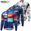 Wosawe Men's Road Cycling Slim Stretch Moisture Wicking Breathable Multi-Pocket Night Running Sports Cycling Long Sleeve Jerseys